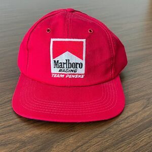 Vintage 90s Marlboro Racing Team Penske Red Embroidered Hat